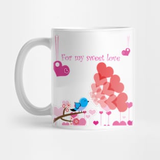 Love birds with hearts Mug